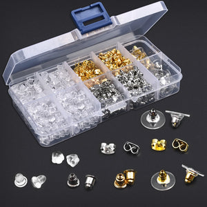 Clear Silicone Rubber Ear Plug Earring Clasp Alloy Earrings Kit DIY Jewelry