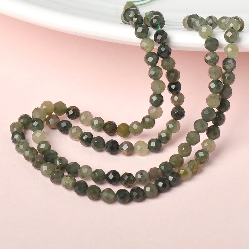 Green Hair Stone Loose Beads 3mm-2mm Clear Gray Blend 50g Bag