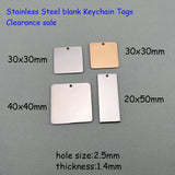 20pcs Stainless Steel Key Chain Tags Blank Square Rectangle 40x40mm 30x30mm