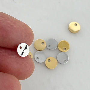50pcs 6mm Disc Logo Tag Stainless Steel Beads