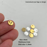 50pcs 6mm Disc Logo Tag Stainless Steel Beads