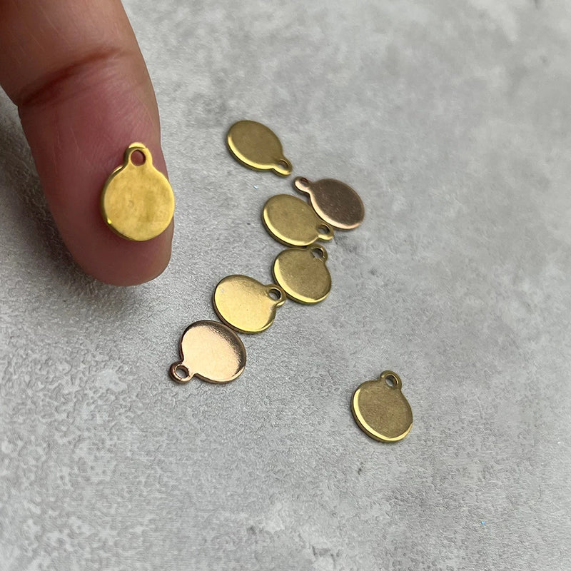 50pcs 8mm Matte Disc Logo Tag Stainless Steel Engravable Round Tag