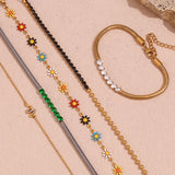 Zircon Flower Snake Enamel Stainless Steel Bracelet