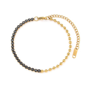 Zircon Flower Snake Enamel Stainless Steel Bracelet