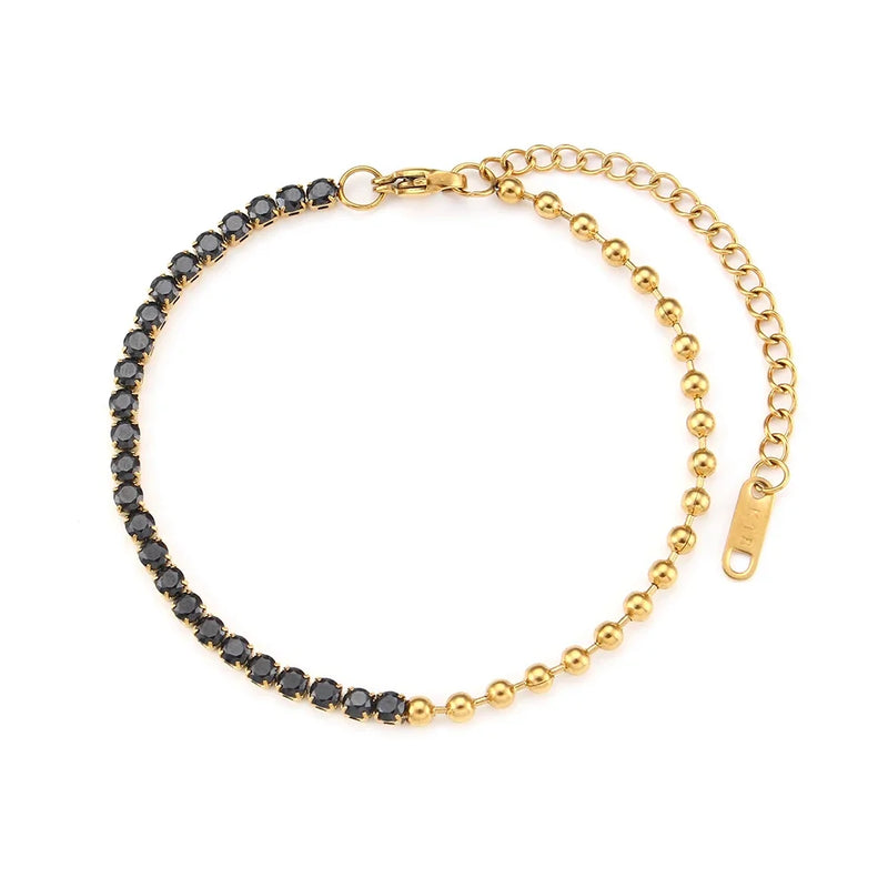 Zircon Flower Snake Enamel Stainless Steel Bracelet