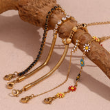 Zircon Flower Snake Enamel Stainless Steel Bracelet