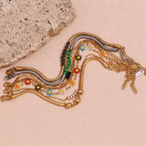 Zircon Flower Snake Enamel Stainless Steel Bracelet
