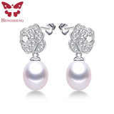Pure Silver S925 Drop Earrings For Women with Natural Freshwater Pearl