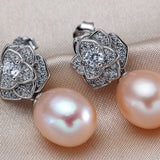 Pure Silver S925 Drop Earrings For Women with Natural Freshwater Pearl