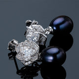Pure Silver S925 Drop Earrings For Women with Natural Freshwater Pearl