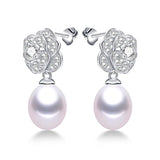 Pure Silver S925 Drop Earrings For Women with Natural Freshwater Pearl