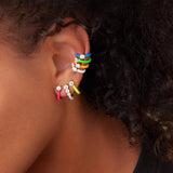 Colorful Enamel CZ Ear Cuffs Clip Earrings