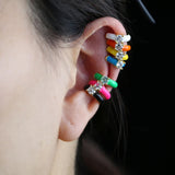 Colorful Enamel CZ Ear Cuffs Clip Earrings
