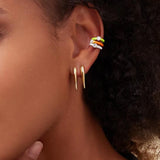 Colorful Enamel CZ Ear Cuffs Clip Earrings