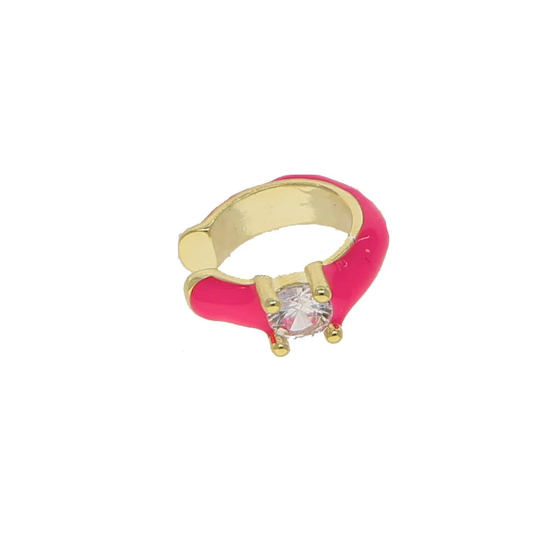 Colorful Enamel CZ Ear Cuffs Clip Earrings