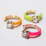 Colorful Enamel CZ Ear Cuffs Clip Earrings