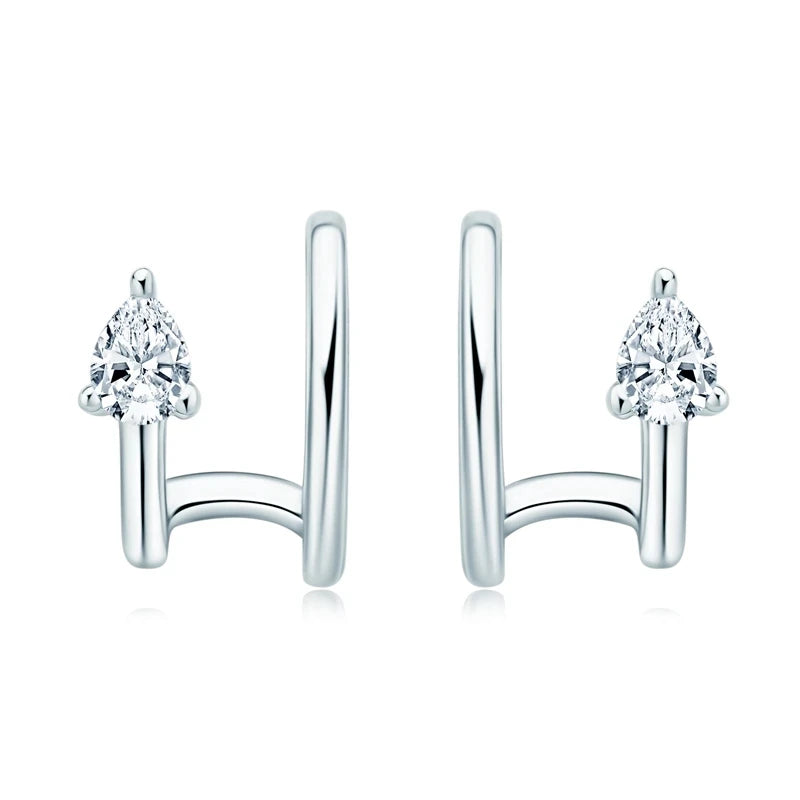 Sterling Silver D Moissanite Ear Clips Earrings