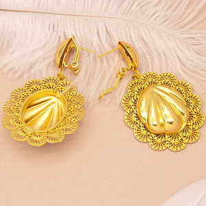 Floral Shell Pattern Drop Earrings for Women