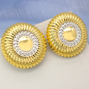 24K Silver Plated Flower Round Circle Clip Earrings for Women