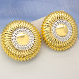 24K Silver Plated Flower Round Circle Clip Earrings for Women