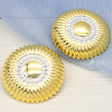 24K Silver Plated Flower Round Circle Clip Earrings for Women