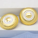 24K Silver Plated Flower Round Circle Clip Earrings for Women