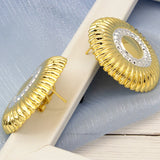 24K Silver Plated Flower Round Circle Clip Earrings for Women