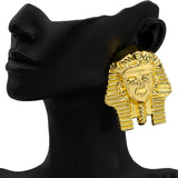 Egyptian Pharaoh Pattern Golden Stud Drop Earrings