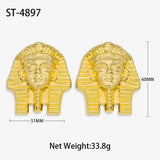 Egyptian Pharaoh Pattern Golden Stud Drop Earrings