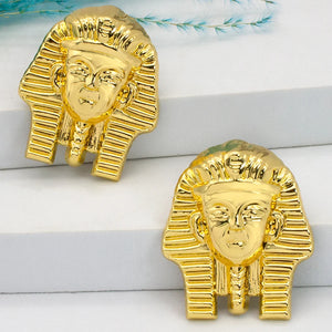 Egyptian Pharaoh Pattern Golden Stud Drop Earrings