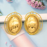Oval Flower Stud Earrings African Dubai Golden Jewelry Accessories