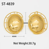 Oval Flower Stud Earrings African Dubai Golden Jewelry Accessories