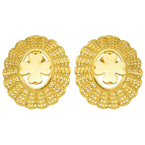 24K Dubai Pharaoh Pattern Stud Earrings for Party