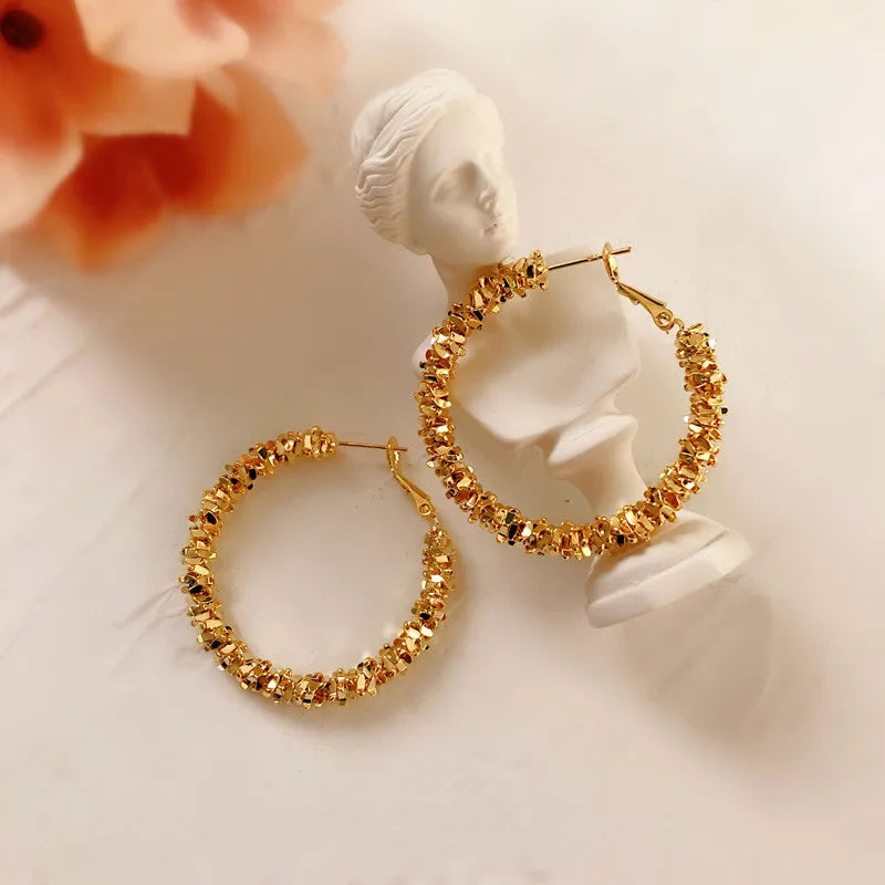 Hyperbole Big Circle Earrings S925 Needles Clip On Earrings