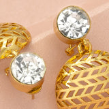 Zircon Stone High Copper Drop Earrings Hollow Out Small Golden Earrings