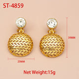 Zircon Stone High Copper Drop Earrings Hollow Out Small Golden Earrings