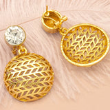 Zircon Stone High Copper Drop Earrings Hollow Out Small Golden Earrings