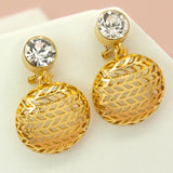 Zircon Stone High Copper Drop Earrings Hollow Out Small Golden Earrings