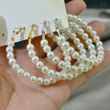 Non Pierced Plastic Beads Big Circle Clip Earrings for Women