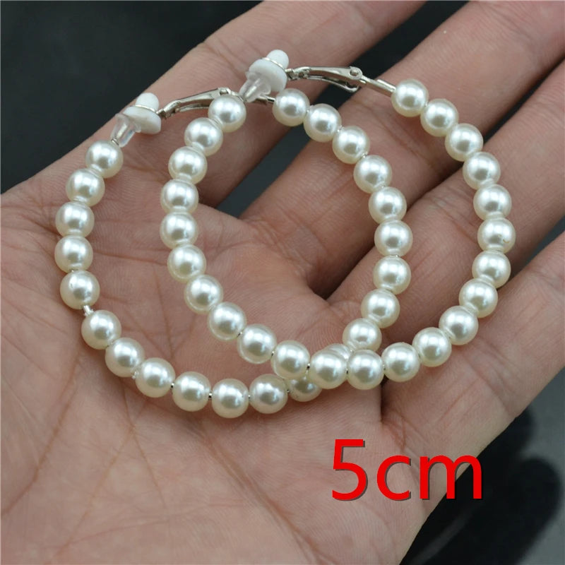 Non Pierced Plastic Beads Big Circle Clip Earrings for Women