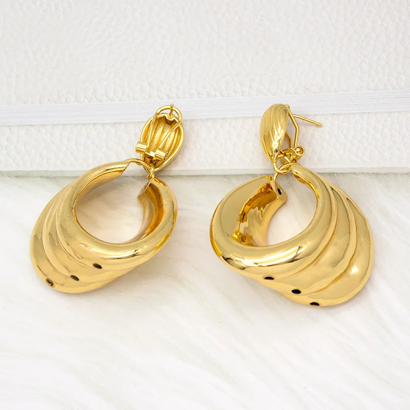 Irregular Hoop Earrings 24K Plated Set
