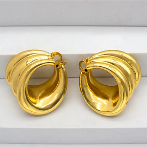 Irregular Hoop Earrings 24K Plated Set
