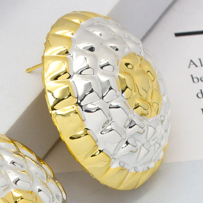 Large Bold Copper Double African Dubai Clip Earrings