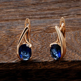 Oval Zircon 585 Vintage Clip Earrings