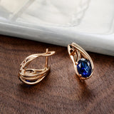 Oval Zircon 585 Vintage Clip Earrings