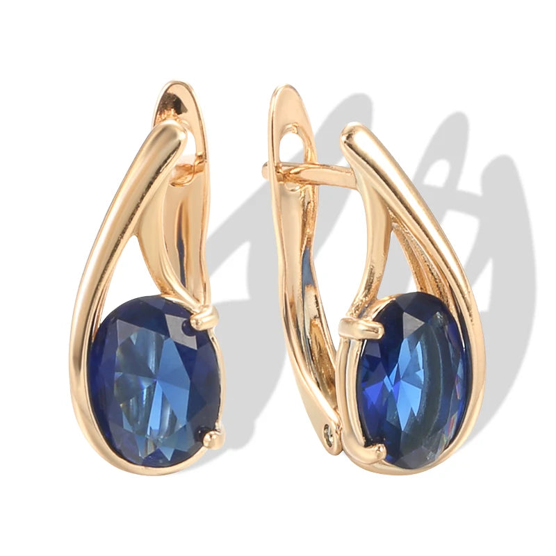 Oval Zircon 585 Vintage Clip Earrings