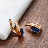Oval Zircon 585 Vintage Clip Earrings