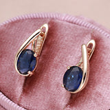 Oval Zircon 585 Vintage Clip Earrings
