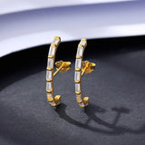 Emerald Cut CZ Ear Cuff Earrings Silver 925 Women