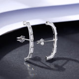 Emerald Cut CZ Ear Cuff Earrings Silver 925 Women